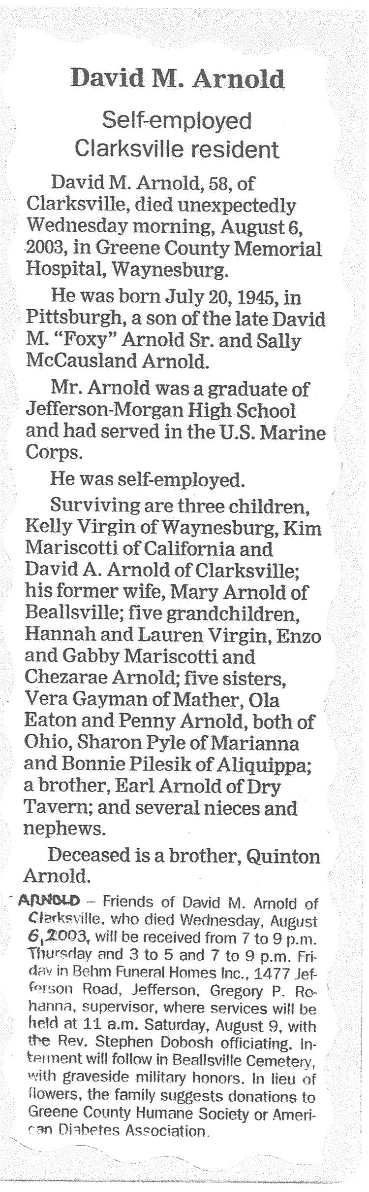 David M. Arnold obit